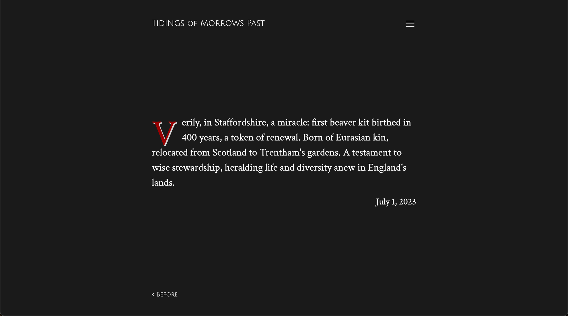 Tidings of Morrows Past desktop preview