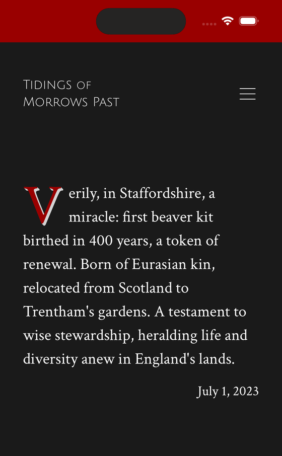 Tidings of Morrows Past mobile preview